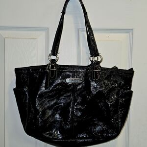 Coach Gallery Embossed Patent Leather Tote Shoulder Bag Handbag F19462 Black